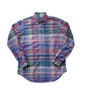 Polo Ralph Lauren Men's Plaid Cotton Button-Down Oxfore Shirt Preppy casual